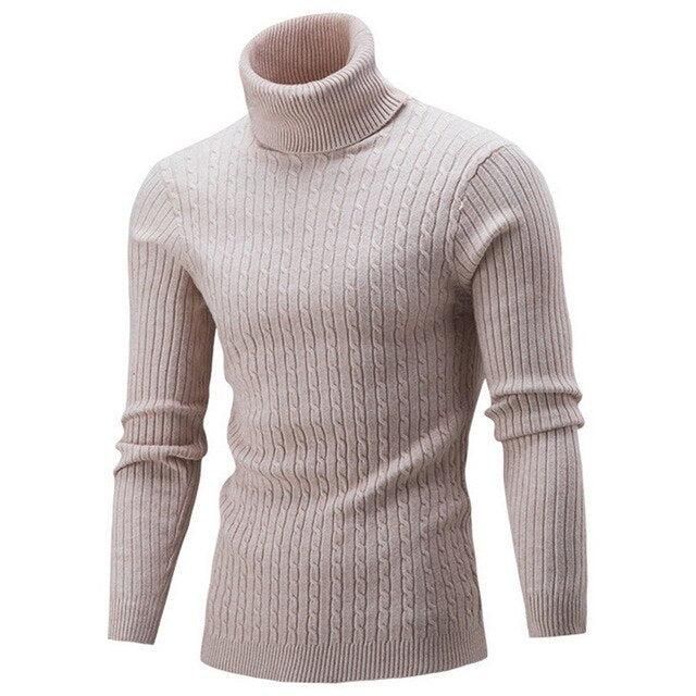 Autumn Warm Turtleneck Sweater Men Fashion Solid Knitted Mens Sweaters 2020 Casual Male Double Collar Slim Pullover