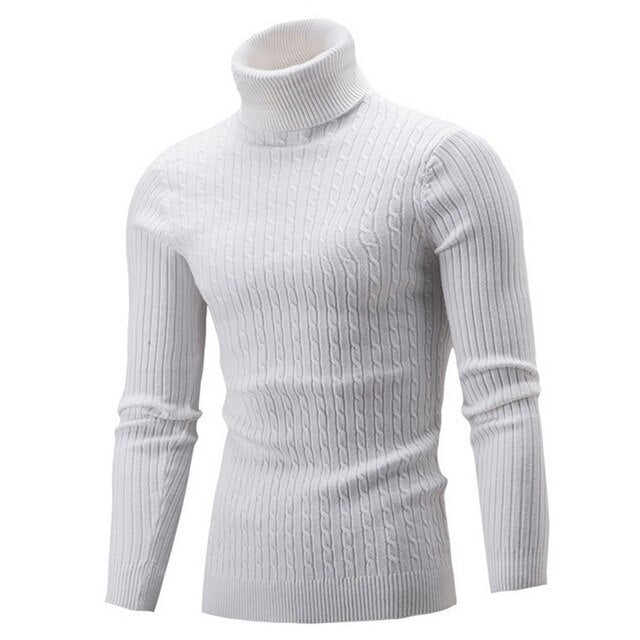Autumn Warm Turtleneck Sweater Men Fashion Solid Knitted Mens Sweaters 2020 Casual Male Double Collar Slim Pullover