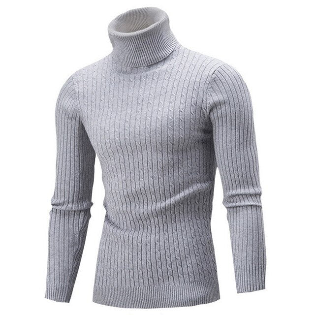 Autumn Warm Turtleneck Sweater Men Fashion Solid Knitted Mens Sweaters 2020 Casual Male Double Collar Slim Pullover