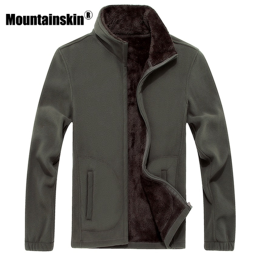Mountainskin 6XL 8XL Mens Softshell Fleece Casual Jackets Men Warm Sweatshirt Thermal Coats Solid Thickened Brand Clothing SA041