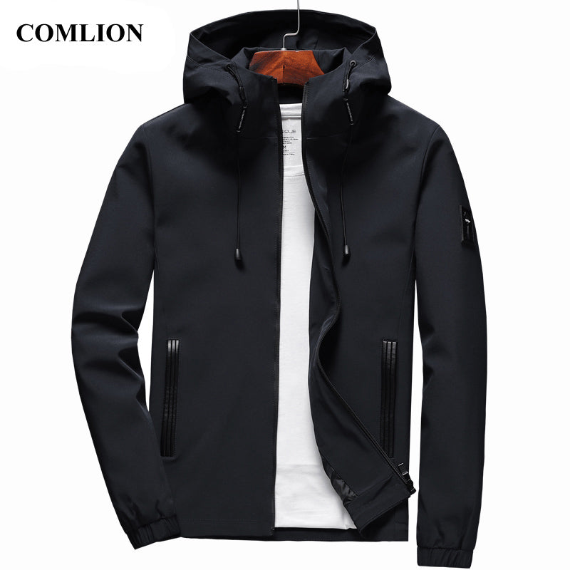 Jacket Men New Arrival Casual Solid Hooded Jackets Mens Fashion Zipper Outwear Slim Fit Spring Autumn & Winter High Quality C32