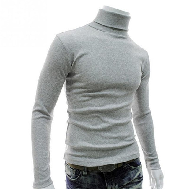 2019 New Autumn Mens Pullover Casual Knitted Sweaters Male Turtleneck Man's Black Solid Knitwear Slim Brand Clothing Sweater