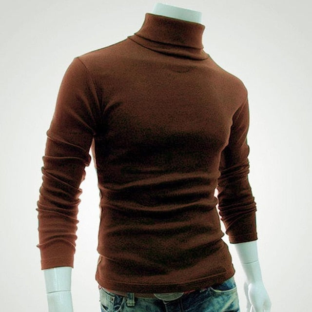 2019 New Autumn Mens Pullover Casual Knitted Sweaters Male Turtleneck Man's Black Solid Knitwear Slim Brand Clothing Sweater
