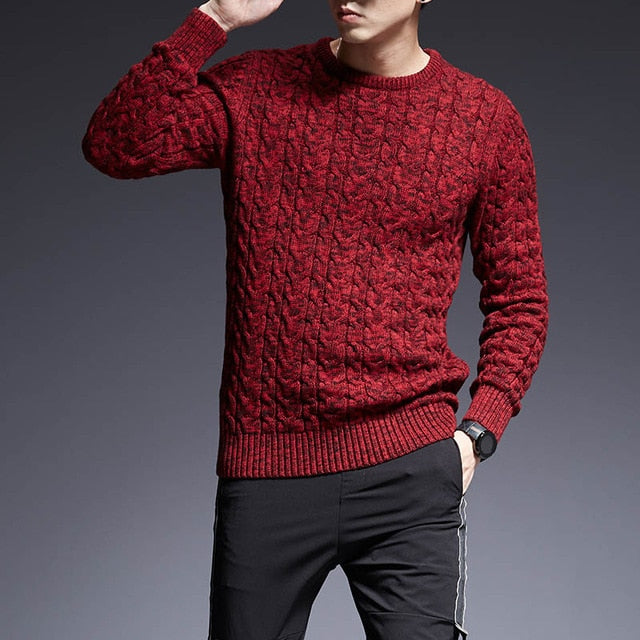 2019 New Fashion Brand Sweaters Man Pullovers O-Neck Slim Fit Jumpers Knitwear Thick Autumn Korean Style Casual Mens Clothes