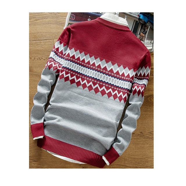 2019 Brand New Sweaters Men Fashion Style Autumn Winter Patchwork Knitted Quality Pullover Men Casual Men Sweater XXXL