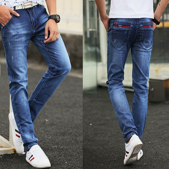 Jeans men's 2019 new slim jeans, high-quality casual stretch trousers men's clothing, fashion Korean straight versatile jeans