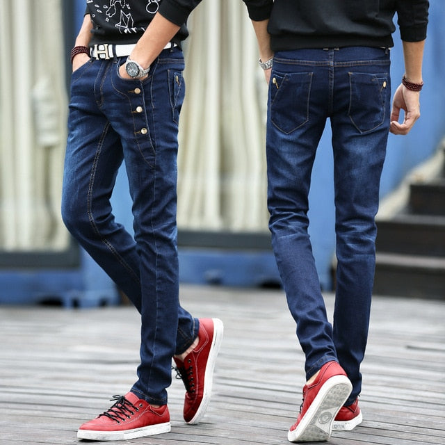 Jeans men's 2019 new slim jeans, high-quality casual stretch trousers men's clothing, fashion Korean straight versatile jeans