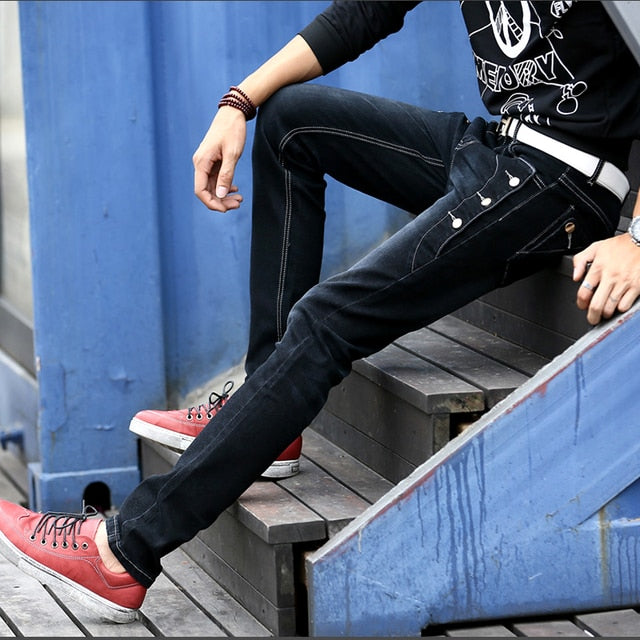 Jeans men's 2019 new slim jeans, high-quality casual stretch trousers men's clothing, fashion Korean straight versatile jeans