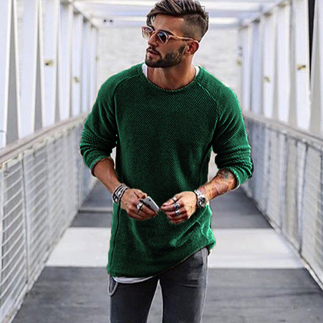 2019 New Men Long Sleeve O Neck Slim Black White Warm Sweater Plus Size Casual Knitwear Clothing Arrival Autumn Winter Sweater
